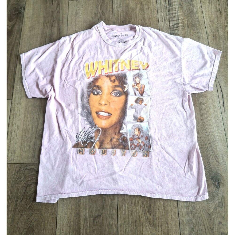 Whitney Houston Cotton Light Pink Graphic T-shirt Size 2X